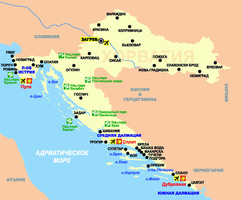 Хорватия на карте